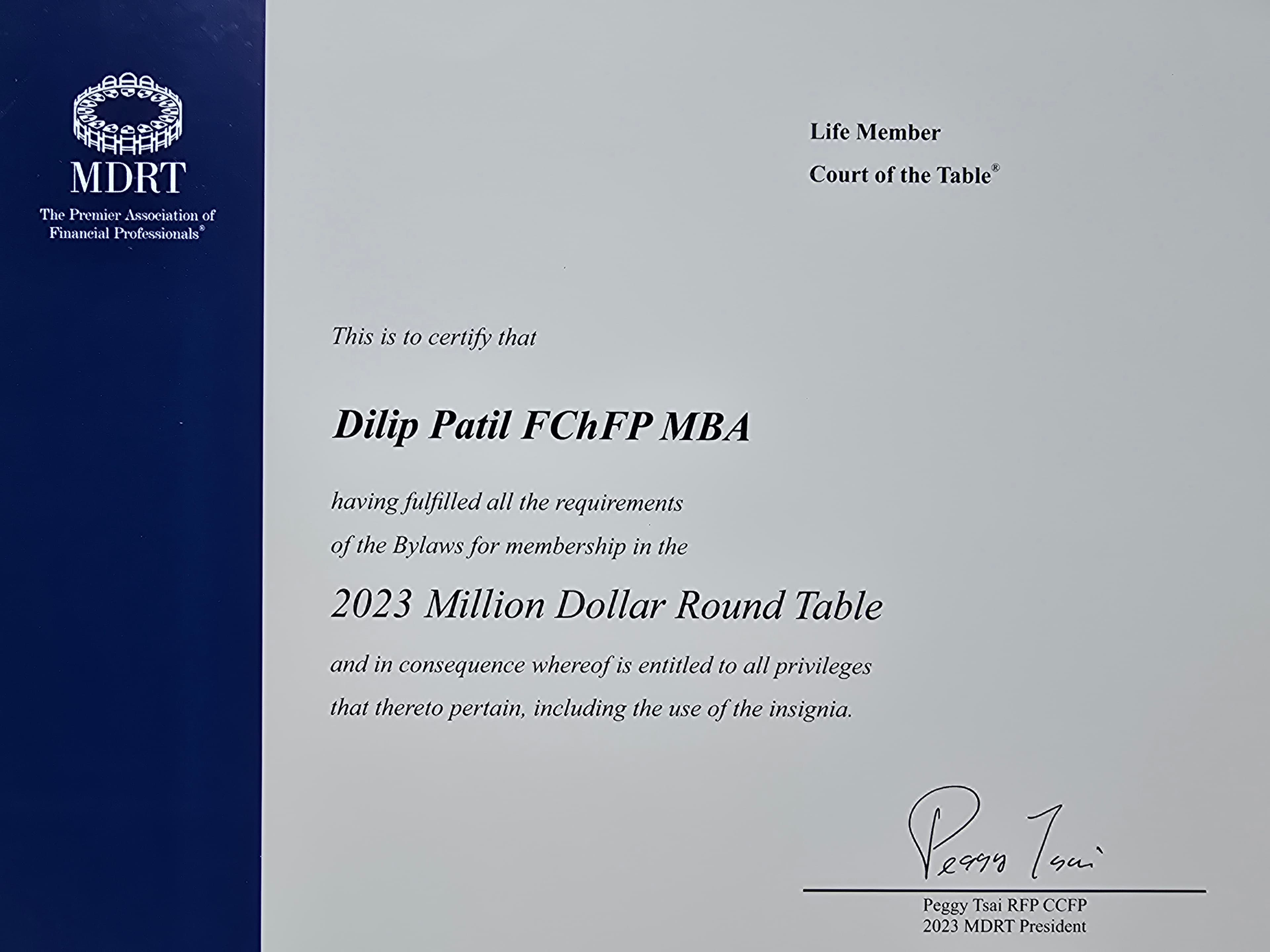 Million Dollar Round Table (MDRT) Certificate #4
