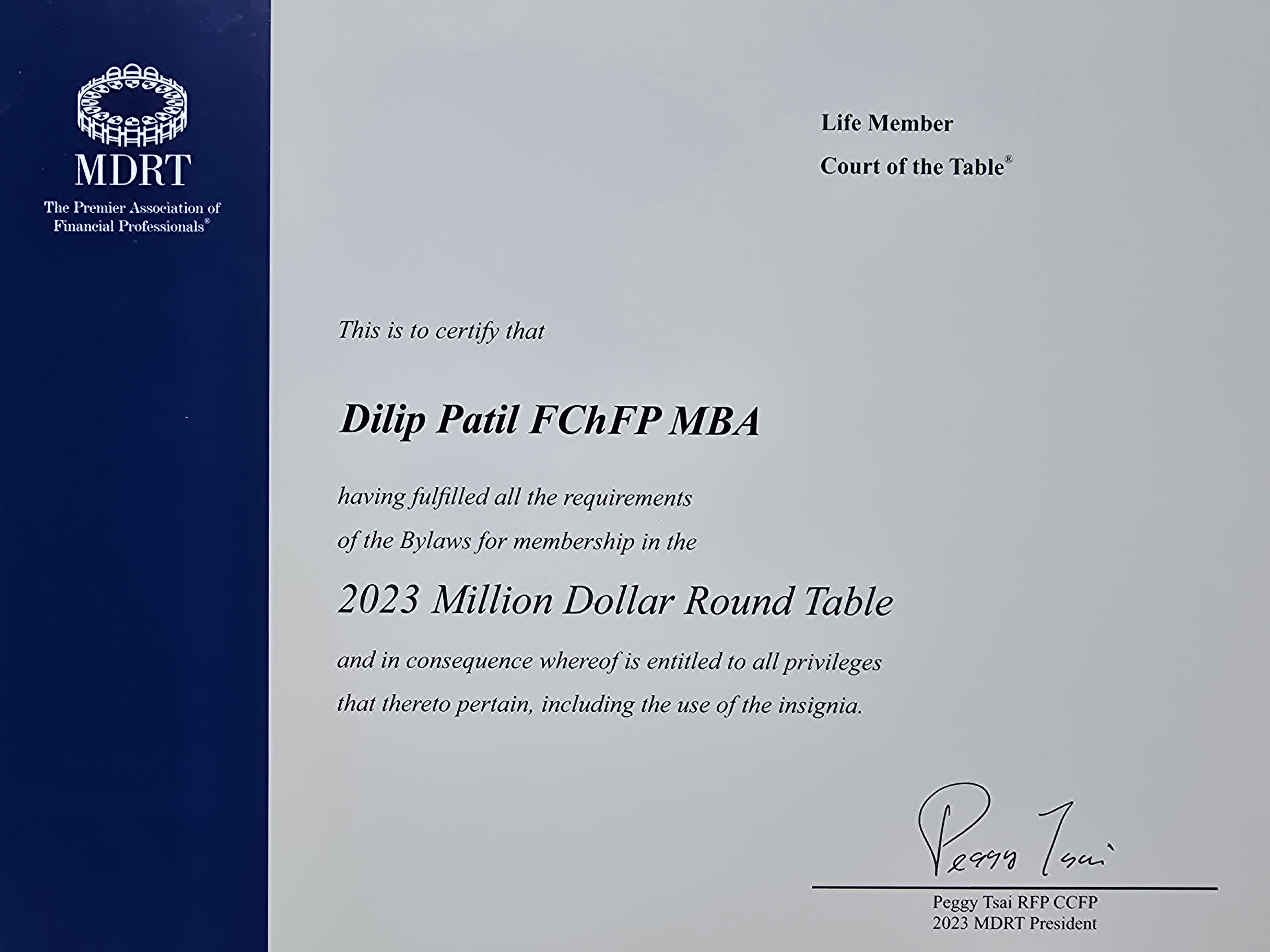 Million Dollar Round Table (MDRT) Certificate #8