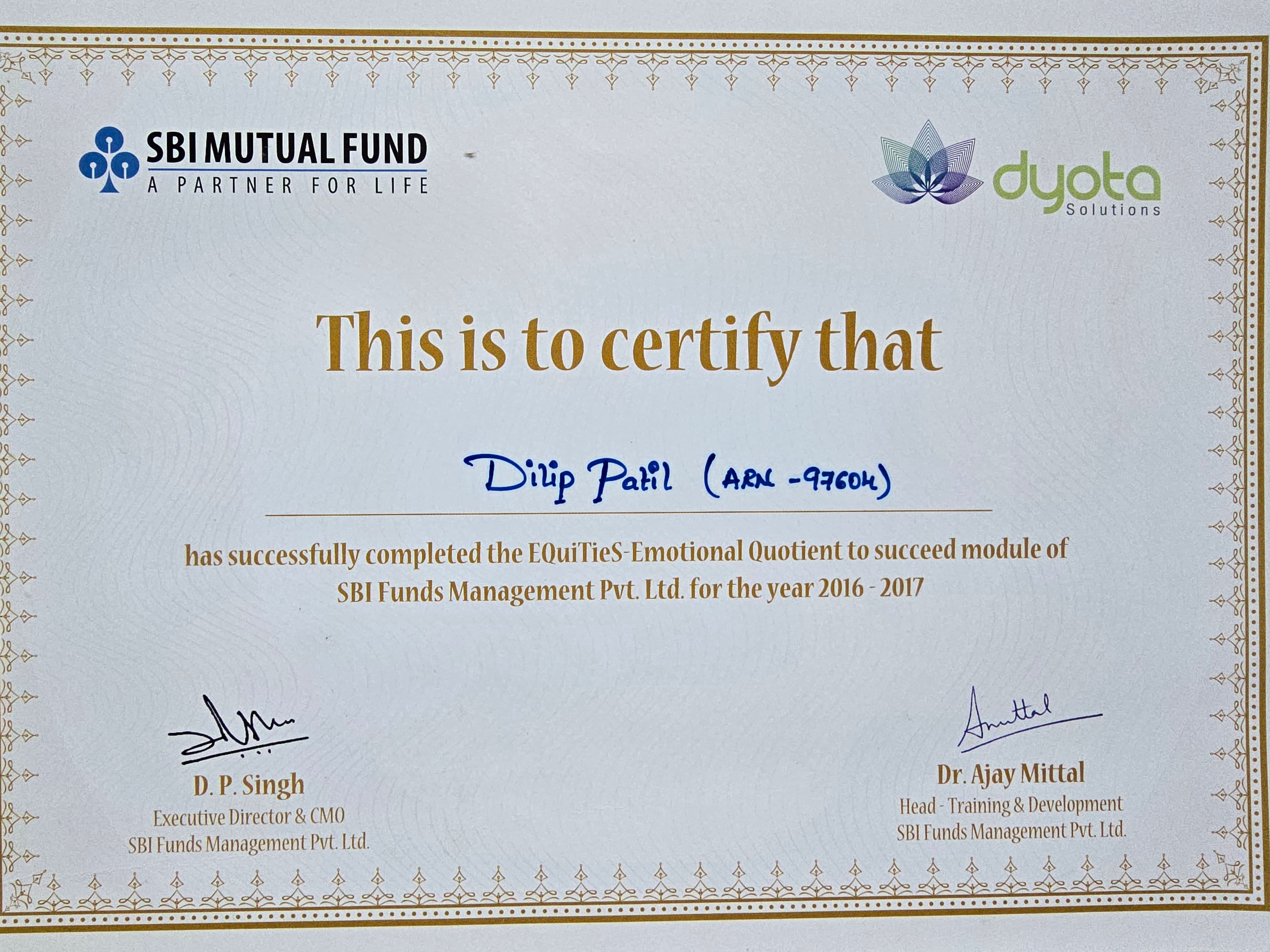 Advanced Financial Advisory Training Certificate #3